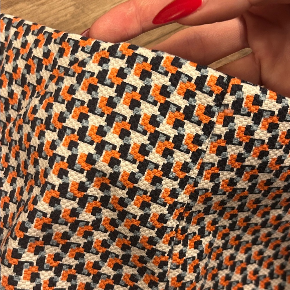 Zara High Waist Printed Shorts in White, Black & Orange - Picture 5 of 7